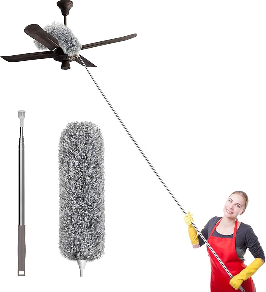 Flexible Duster for Fan Cleaning Mop with Long Rod | Fan Cleaner Brush with Long Rod | Spider Web Cleaner Stick | Fan Cleaning Brush | Fan Duster Dusting Brush for Home Cleaning | Extendable Duster