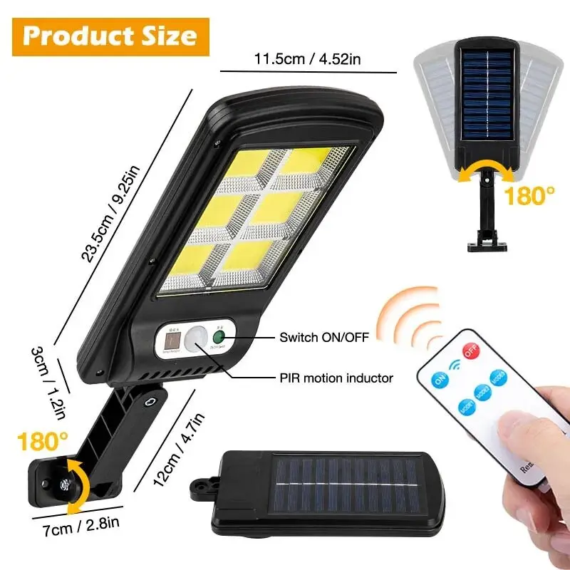 Solar Street Outdoor LED Light Remote Control with Motion Sensor