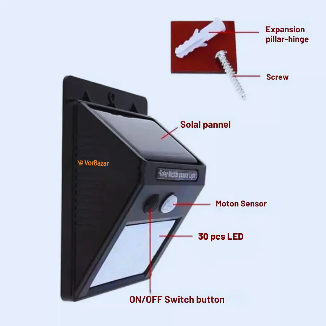Solar Charging LED Sensor Light – 30 LED Waterproof BD