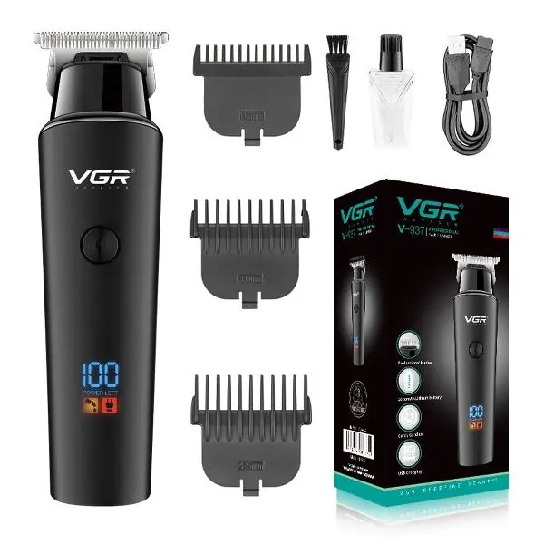VGR V-937 Professional Hair Trimmer for Men | 500-Minute Runtime | 2000mAh Battery | Type-C Fast Charging | Smart LED Display | Stainless Steel T-Blade