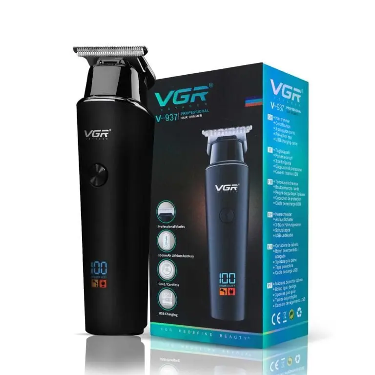 VGR V-937 Professional Hair Trimmer for Men | 500-Minute Runtime | 2000mAh Battery | Type-C Fast Charging | Smart LED Display | Stainless Steel T-Blade