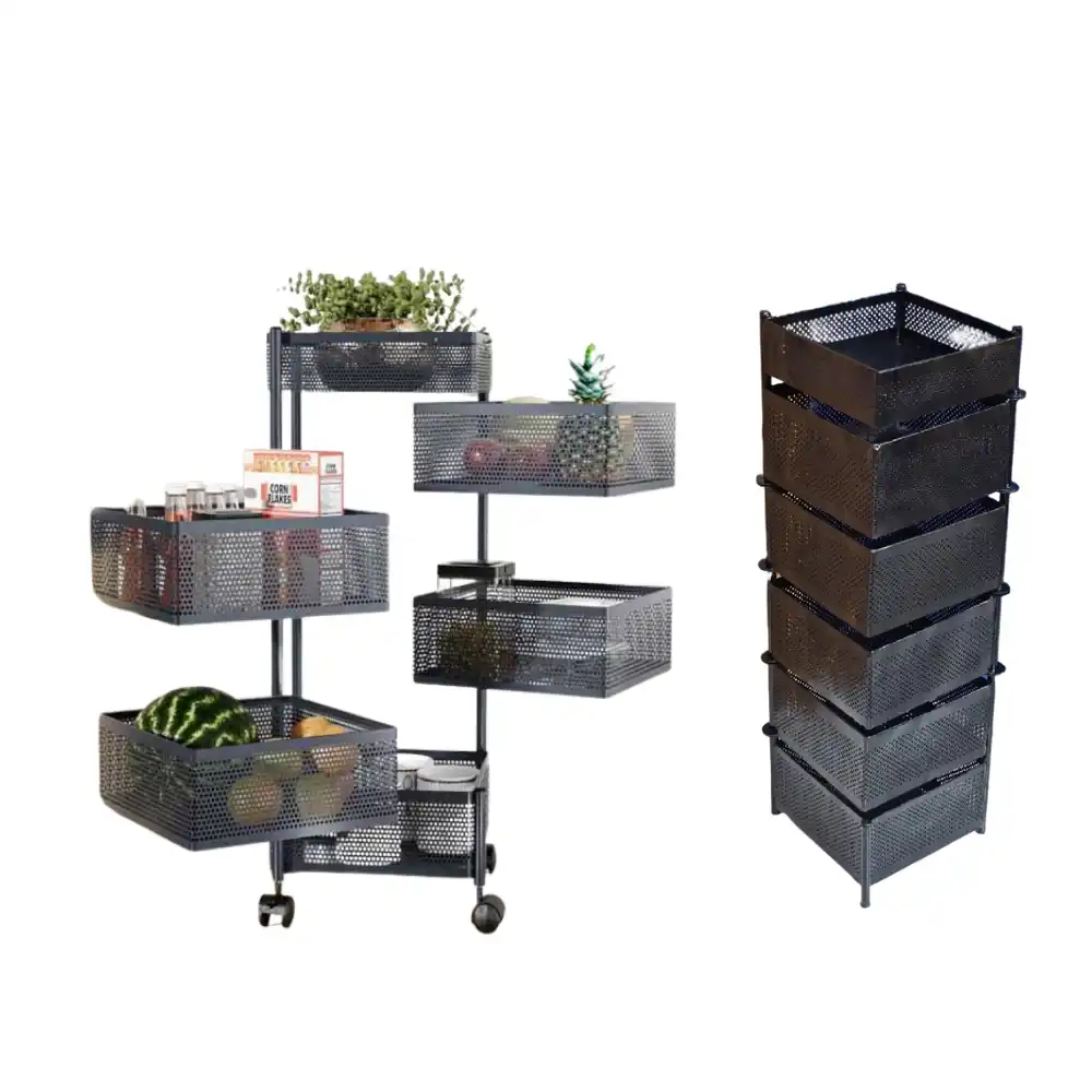 6 Layer Kitchen Storage Rack – Square Shape Metal | Space Saving Multi Purpose Rack
