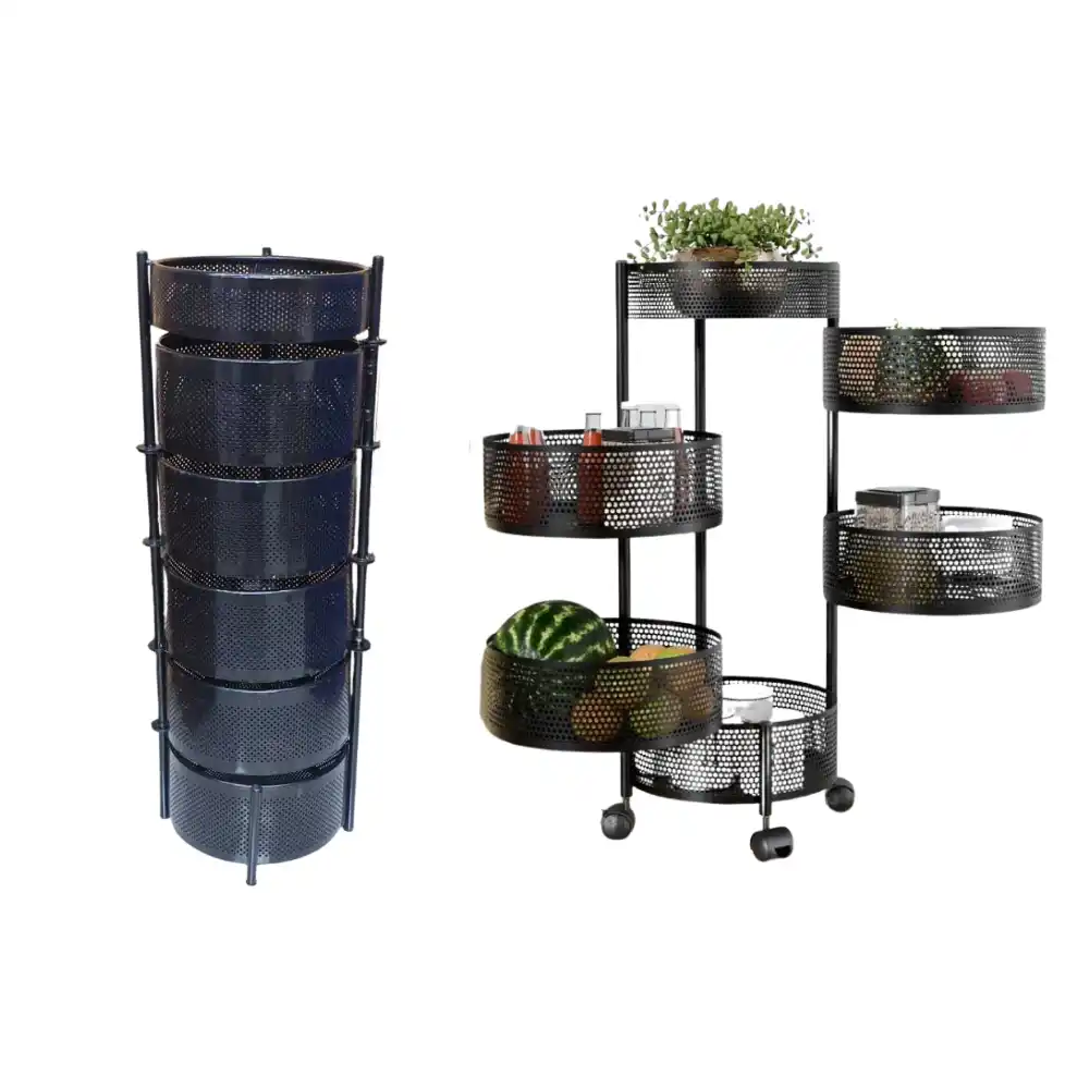 6 Layer Kitchen Storage Rack – Round Shape, 360° Rotating Heavy‑Duty Metal Organizer, Rust‑Resistant Multi‑Purpose Storage Rack for Kitchen & Home | Vorbazar Bangladesh